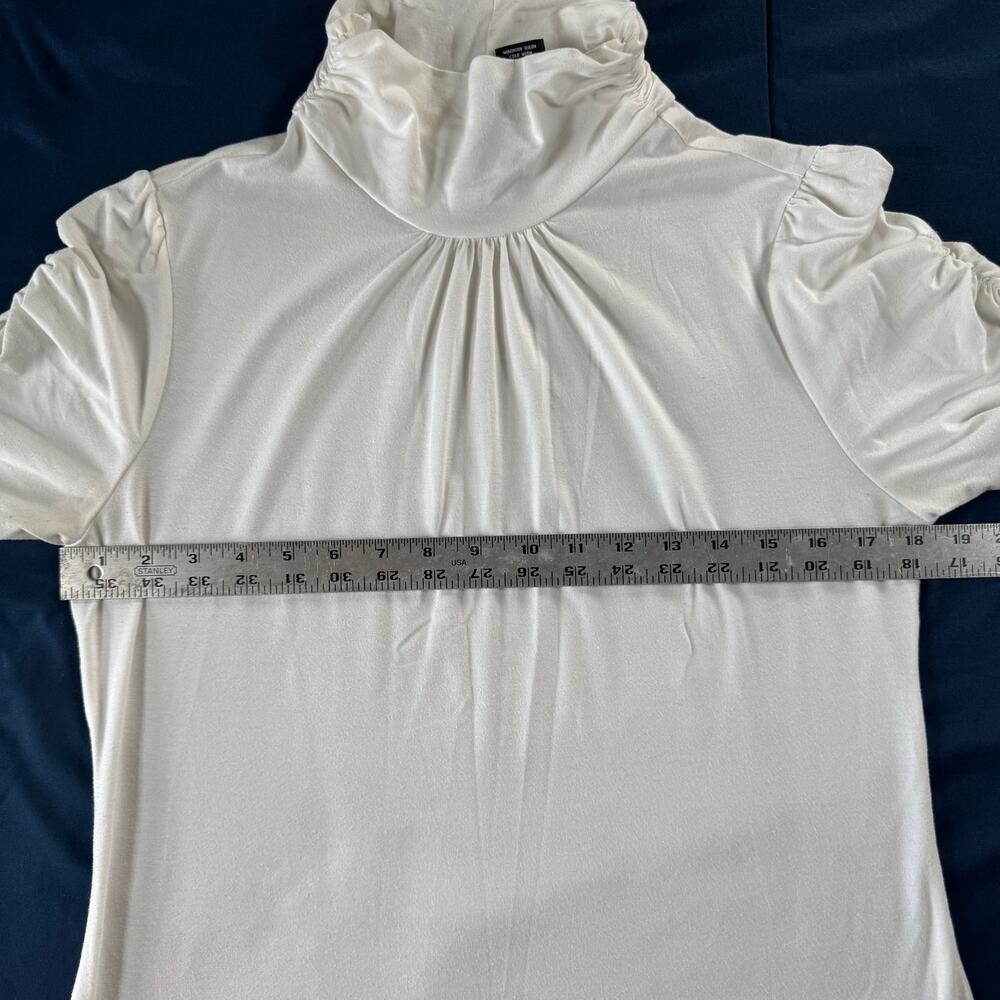 New Directions Petite White Mock Neck Puff Sleeve Top PM - Picture 10 of 10